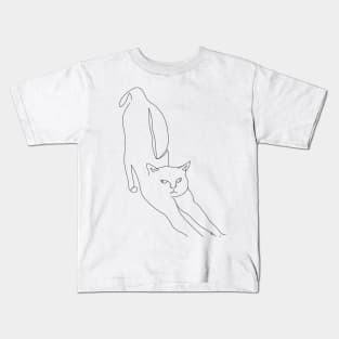 Lineart cat stretching Kids T-Shirt